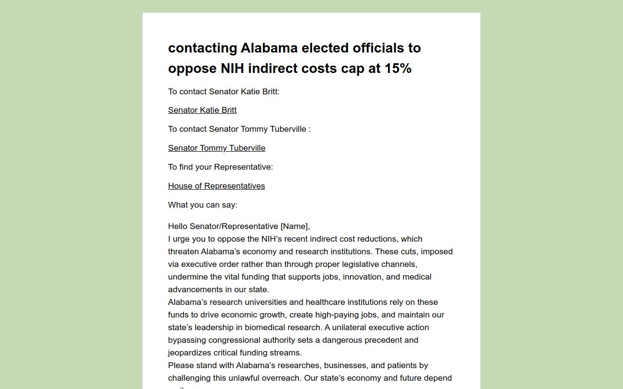 Contacting Alabama Elected Officials NIH Indirect Costs contacting-alabama-elected-officials-nih-indirect-costs